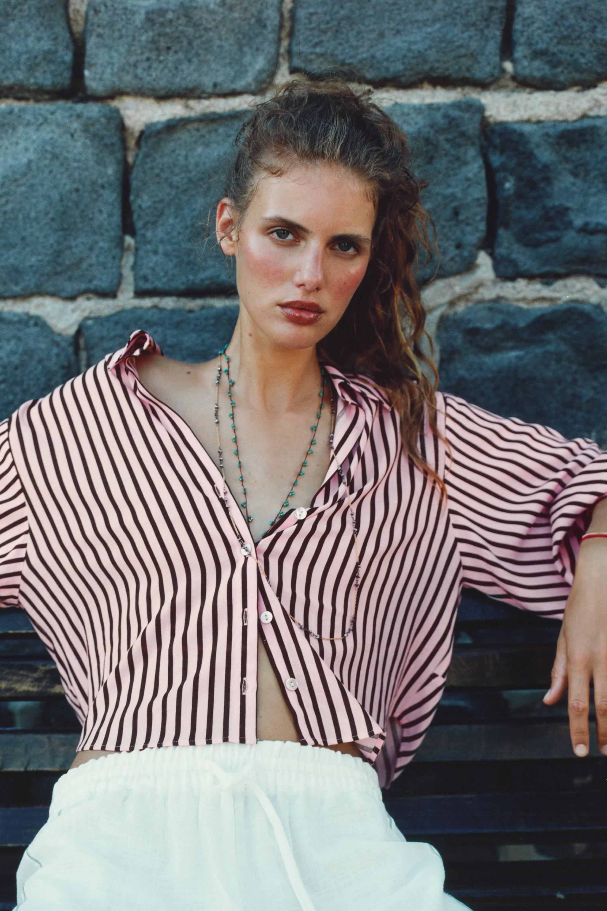 STRIPED BALLOON SLEEVE SHIRT